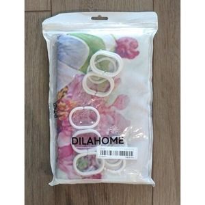 Dilahome White Floral Shower Curtain Size 70.8" x 70.8"